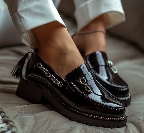 mocassins en cuir